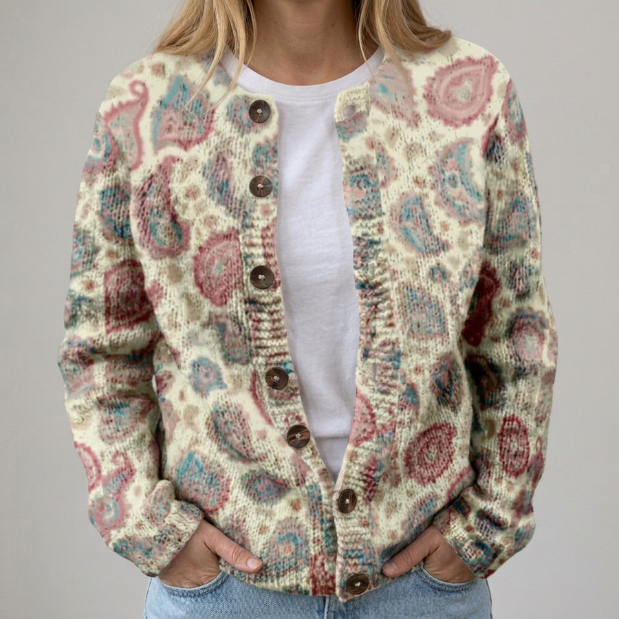 Clara | Cardigan con Motivo Ornamentale