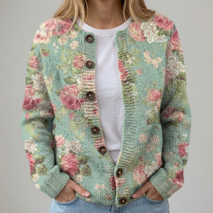 Milena | Cardigan con Rose Botaniche