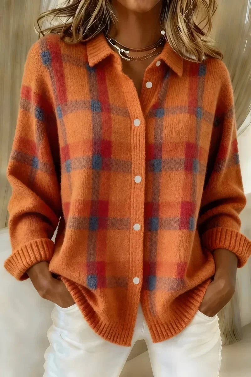 Maddalena | Cardigan in Maglia a Quadri con Bottoni
