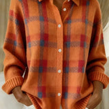 Maddalena | Cardigan in Maglia a Quadri con Bottoni