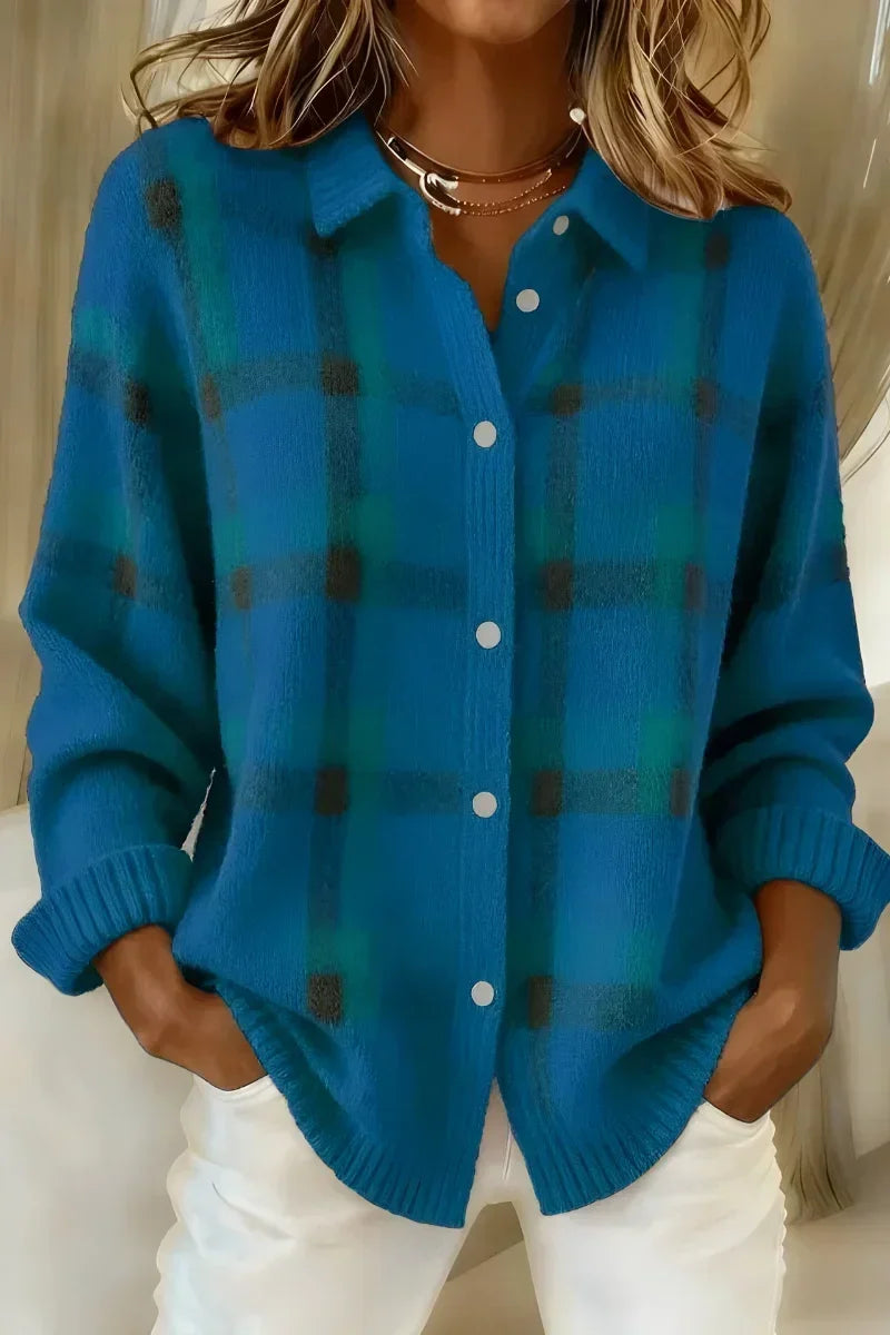 Elisa | Cardigan in Maglia Spazzolata a Quadri