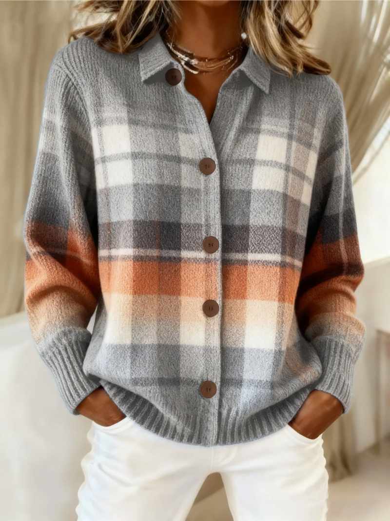 Marlena | Cardigan a Quadri con Effetto Sfumato