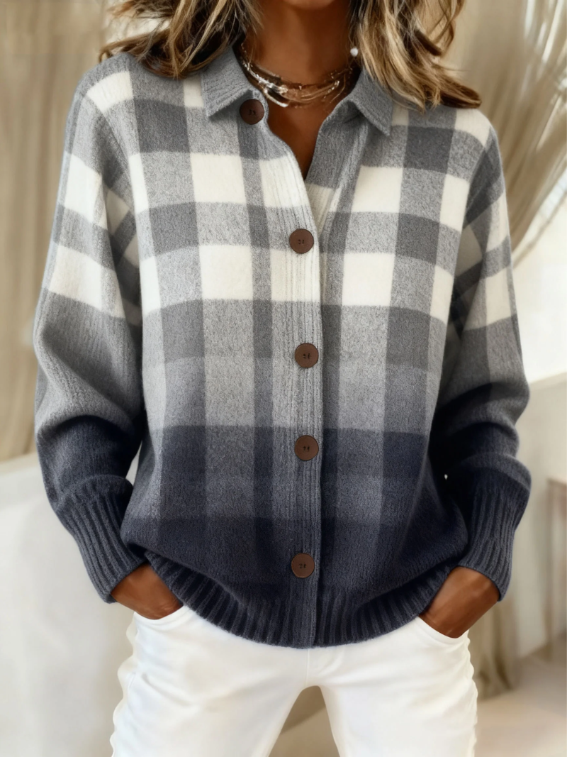 Agnese | Cardigan a Quadri con Bottoni