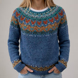 Annalisa | Maglione Blu con Motivo Norvegese