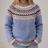 Elisabetta | Maglione Azzurro con Motivo Norvegese