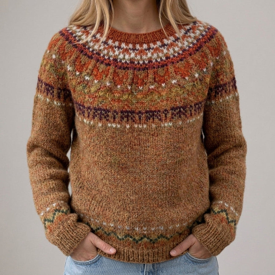 Ramona | Maglione Marrone con Motivo Norvegese