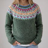 Livia | Maglione Retrò Grigio con Motivo Norvegese Multicolore