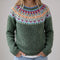 Livia | Maglione Retrò Grigio con Motivo Norvegese Multicolore