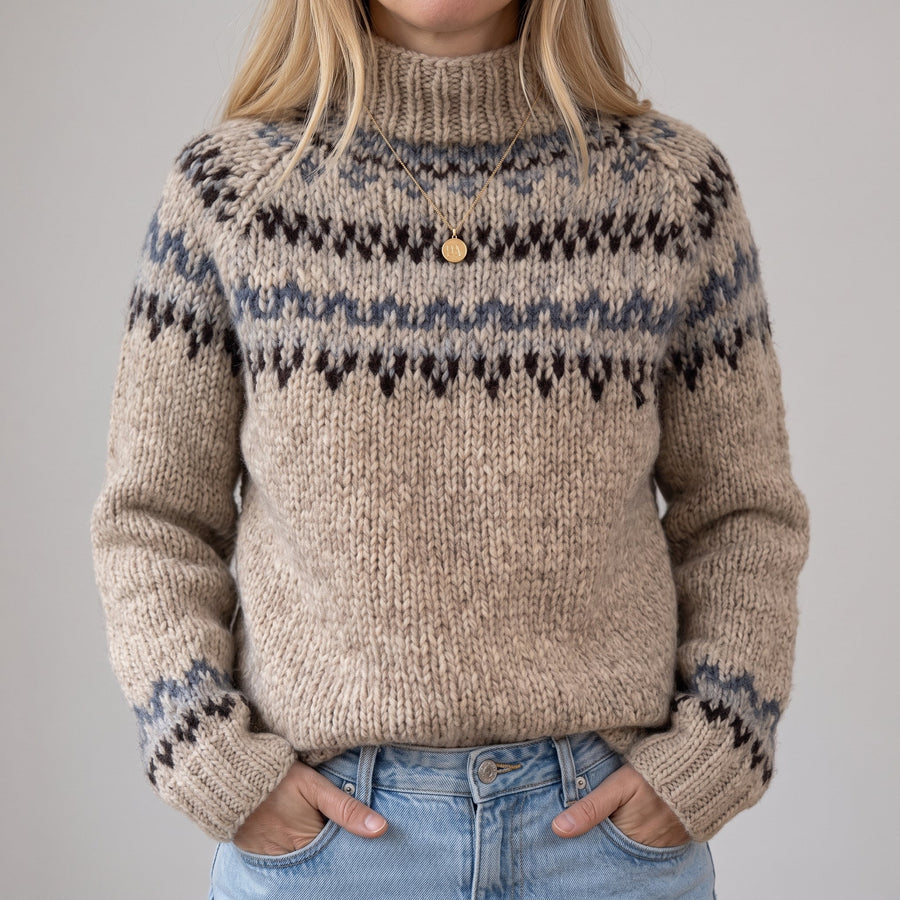 Sabrina | Maglione Beige Super Morbido con Motivo Norvegese