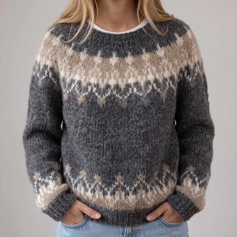 Loredana | Maglione Marrone Avvolgente con Motivo Norvegese