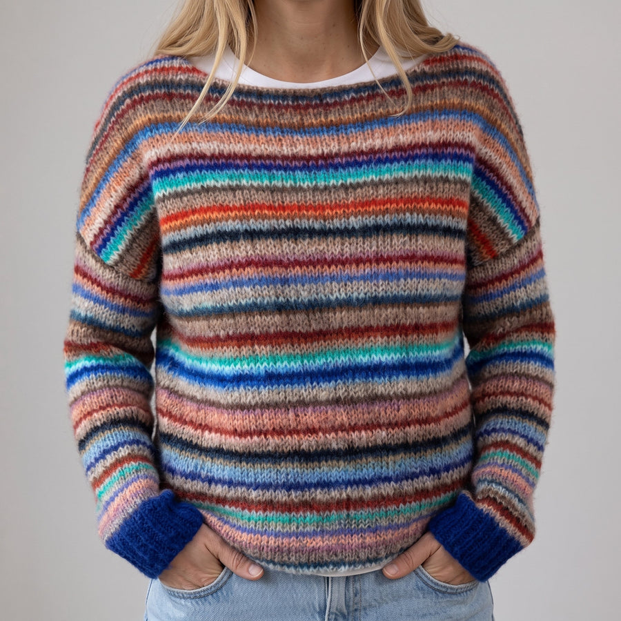 Viola | Maglione Retrò Multicolore a Righe
