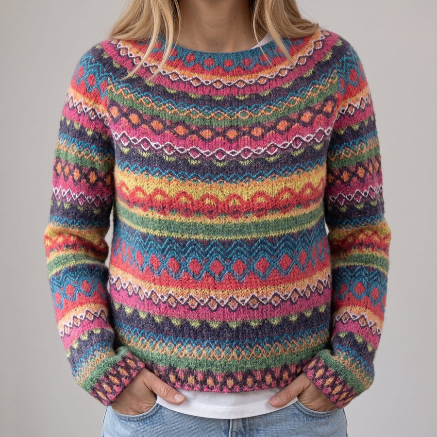 Eleonora | Maglione Retrò Multicolore con Motivo Norvegese