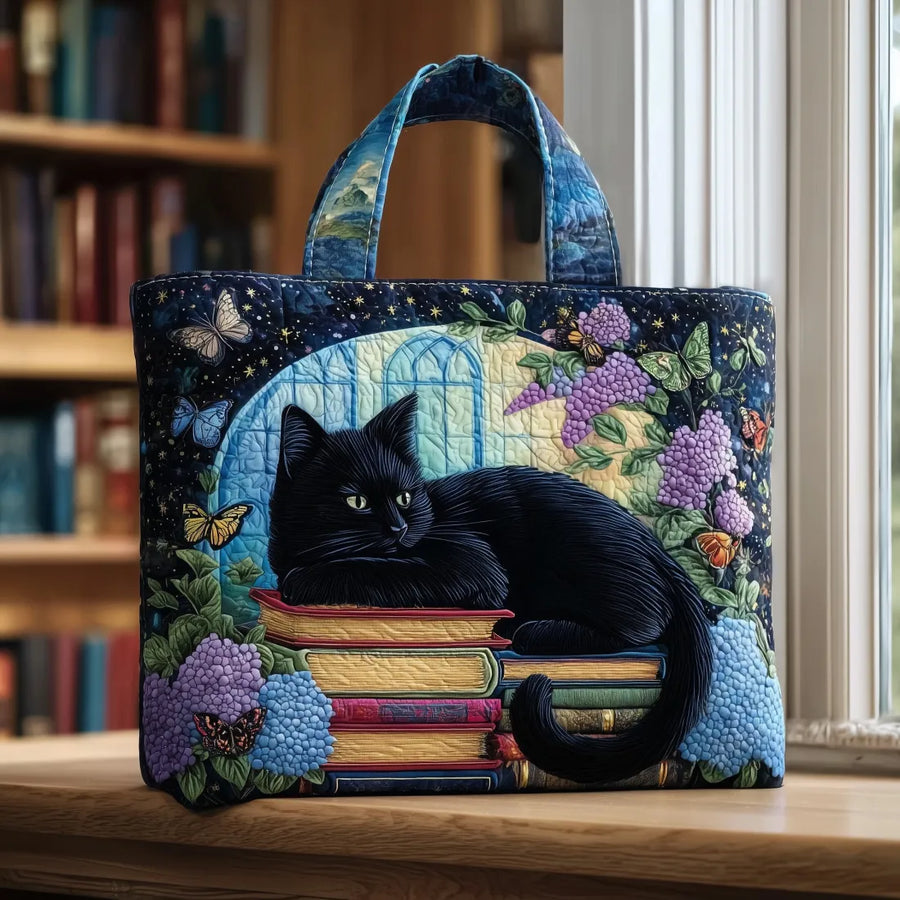 Rosa | Borsa Gatto Nero Fatta a Mano sui Libri