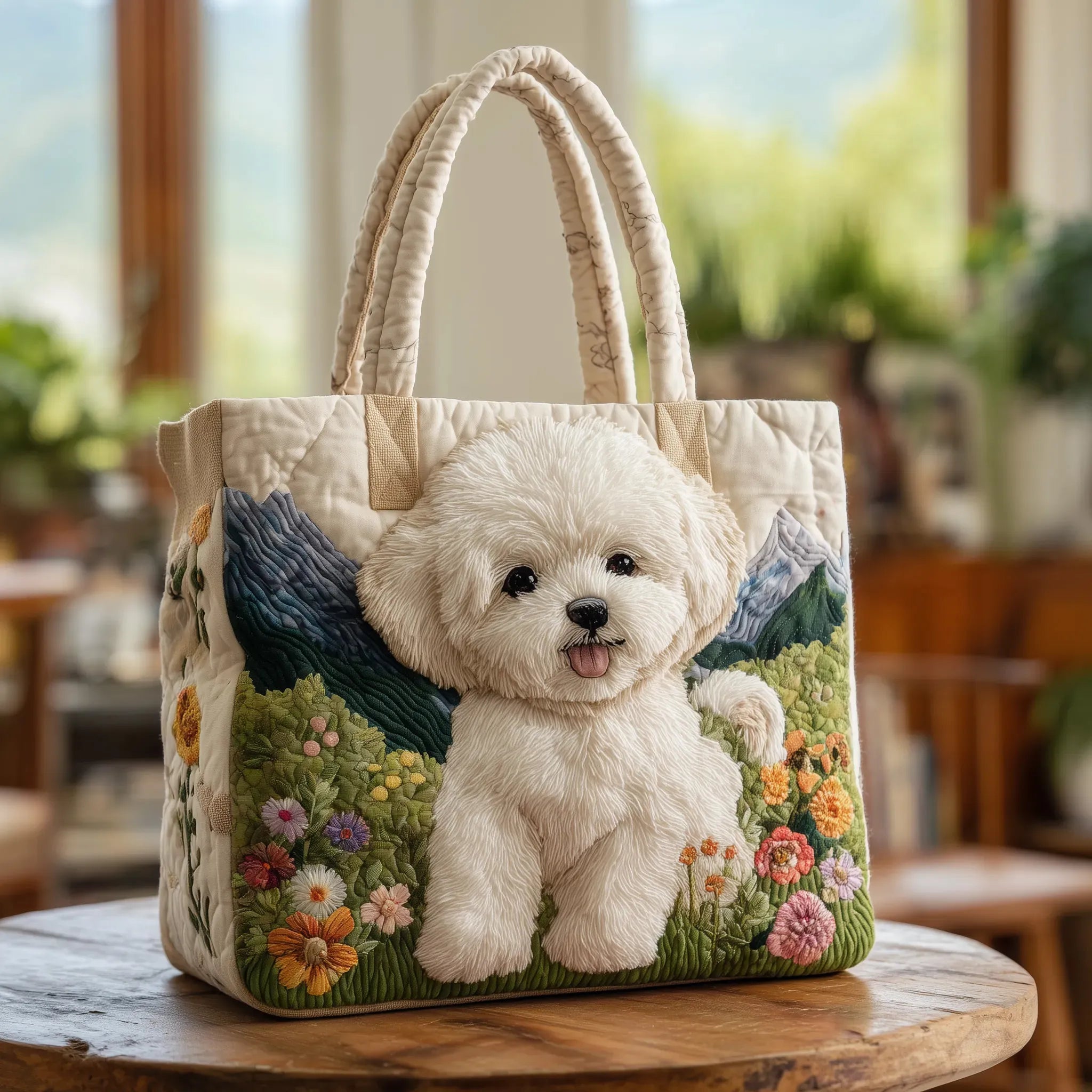 Lorena | Borsa Trapuntata Fatta a Mano con Motivo Cane