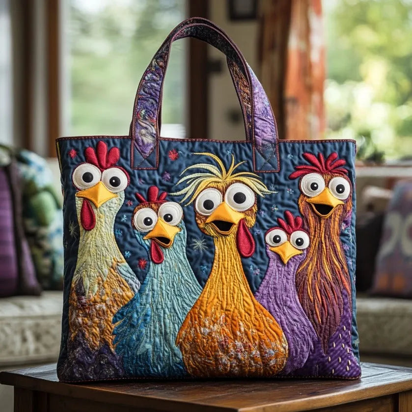 Irene | Borsa Fatta a Mano con Cinque Galline Colorate