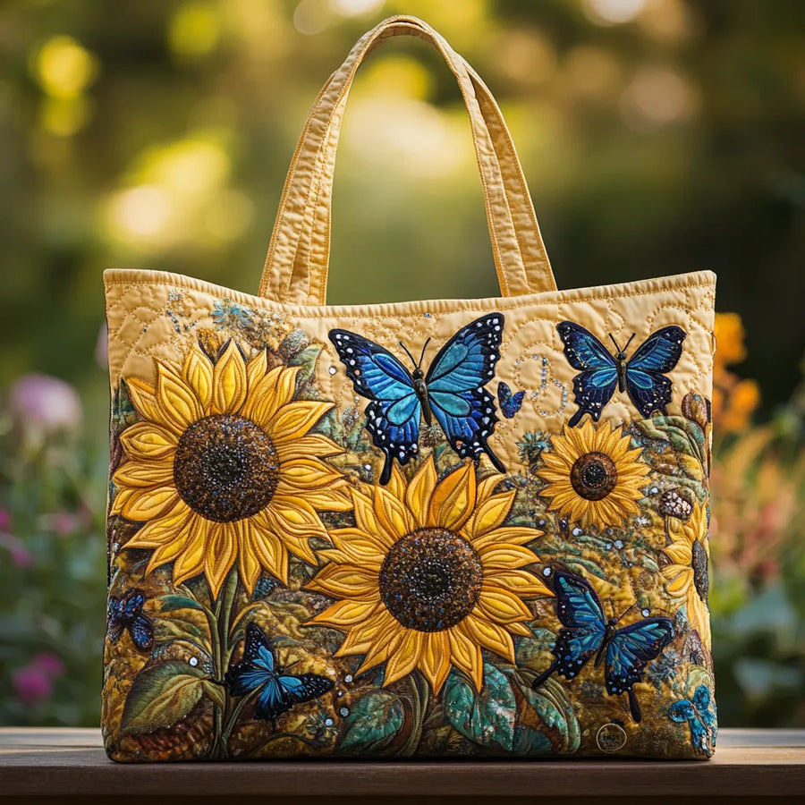 Monica | Borsetta Fatta a Mano con Girasole e Farfalla Blu