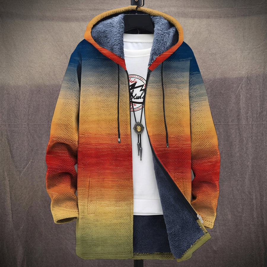 Sveva | Cappotto con Cappuccio Sfumato Arancio e Oliva