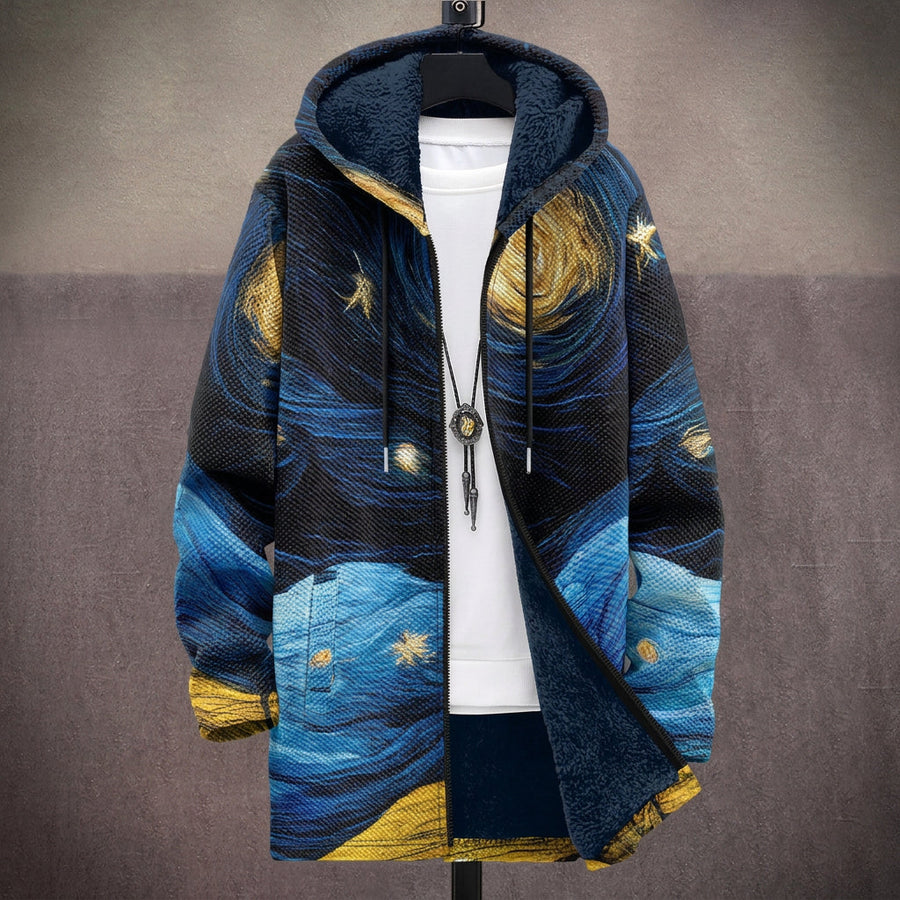 Carlotta | Cappotto con Cappuccio a Motivo Notte Stellata