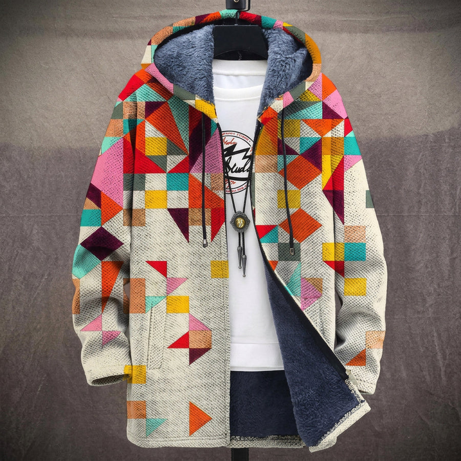 Fabiola | Cappotto con Cappuccio a Triangoli Geometrici