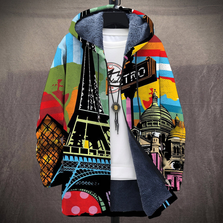 Marzia | Cappotto con Cappuccio a Motivo Parigi