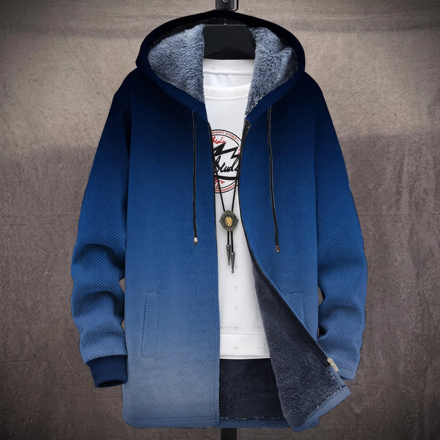 Azzurra | Cappotto con Cappuccio Sfumato Blu Navy