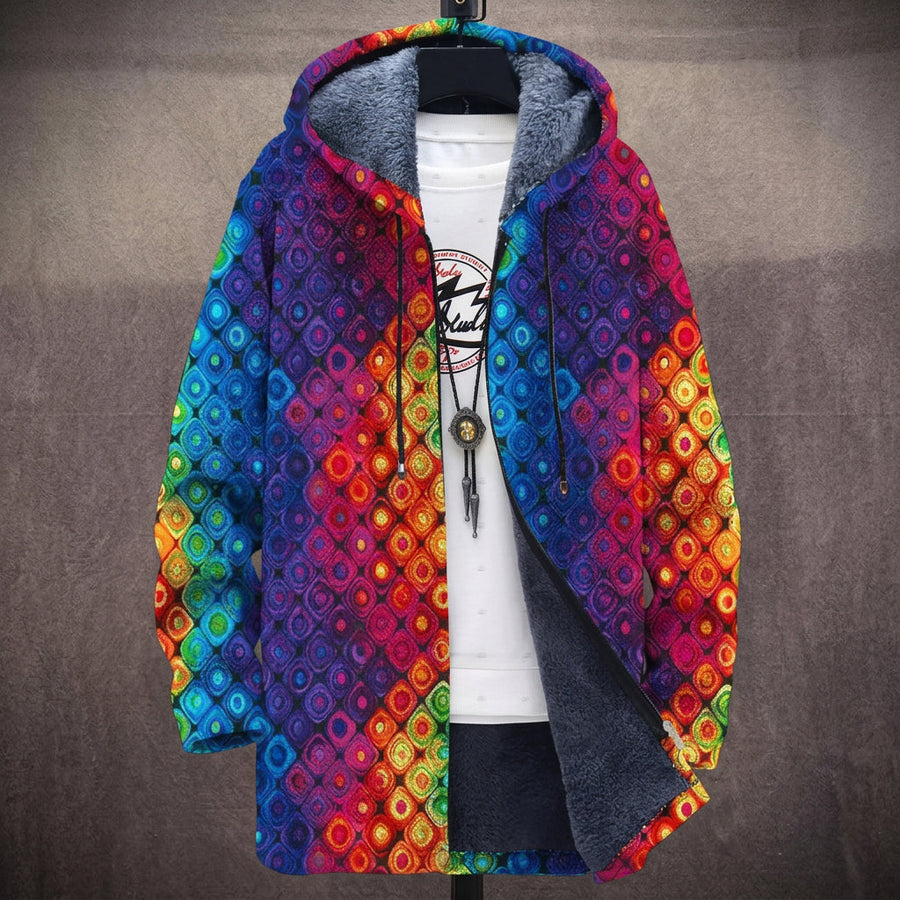 Delia | Cappotto con Cappuccio a Pois Arcobaleno