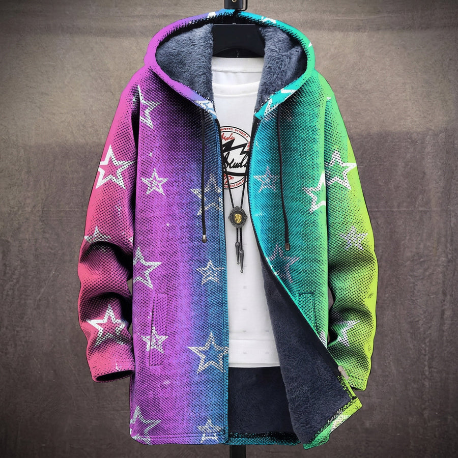 Marisa | Cappotto con Cappuccio a Stelle su Sfumatura Viola
