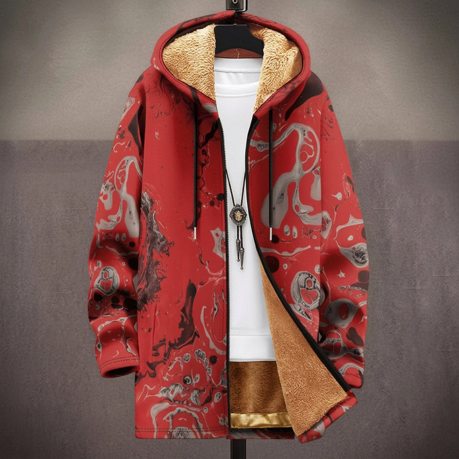 Elsa | Cappotto con Cappuccio a Motivo Drago Rosso