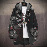 Lina | Cappotto con Cappuccio a Motivi Asiatici, Nove Stampe