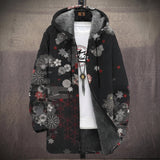 Lina | Cappotto con Cappuccio a Motivi Asiatici, Nove Stampe