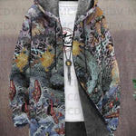 Lina | Cappotto con Cappuccio a Motivi Asiatici, Nove Stampe