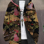 Lina | Cappotto con Cappuccio a Motivi Asiatici, Nove Stampe