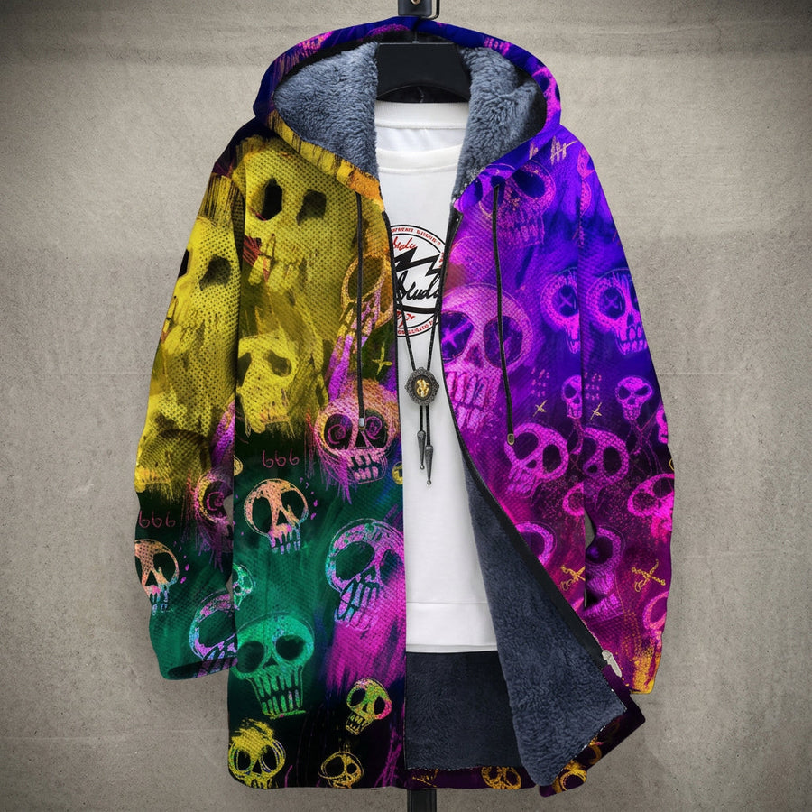Lidia | Cappotto con Cappuccio a Teschi Colorati