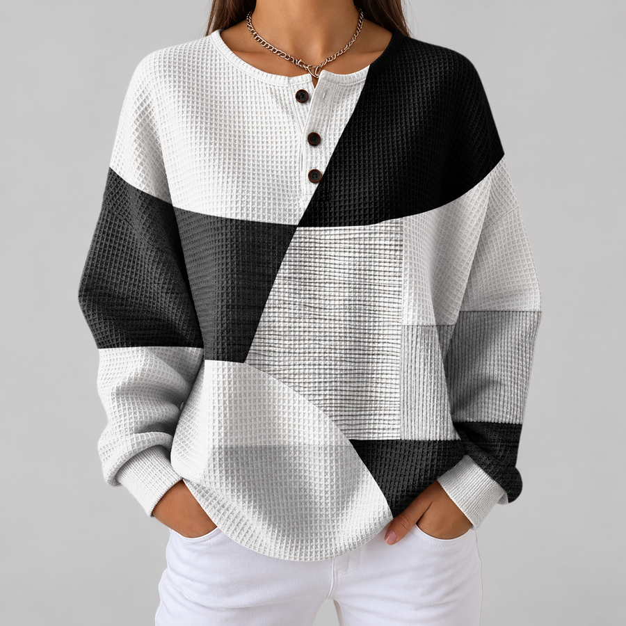 Gelsomina | Maglione a Riquadri Bianco e Nero