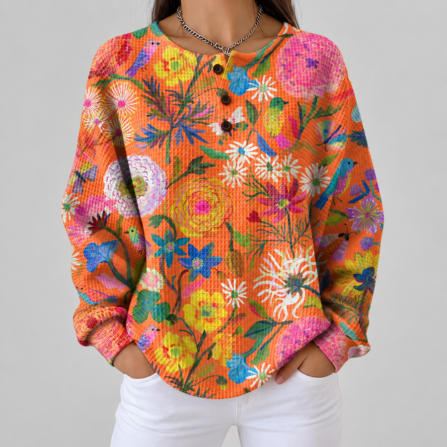 Zita | Maglione Arancione a Fiori