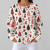 Valeria | Maglione Bianco con Alberi e Palline di Natale