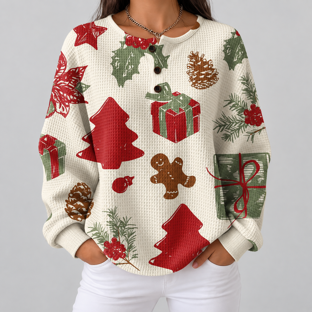 Serafina | Maglione con Alberi e Regali di Natale