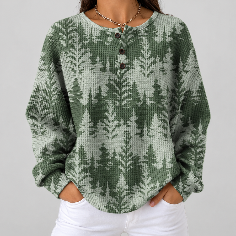 Selene | Maglione Verde con Bosco di Abeti