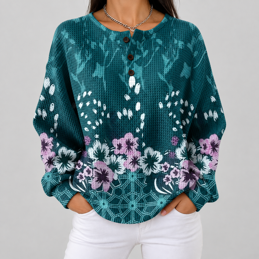 Olga | Maglione Turchese a Fiori