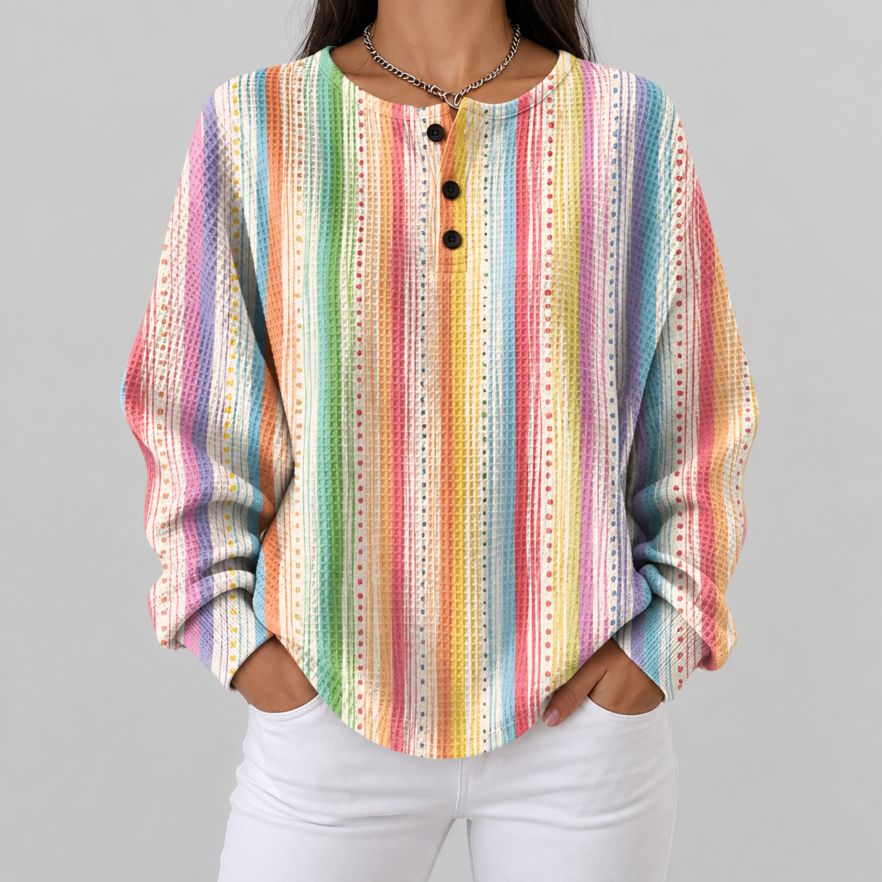 Miranda | Maglione a Righe Verticali Colorate
