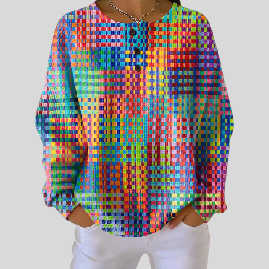 Maia | Maglione a Quadri Arcobaleno