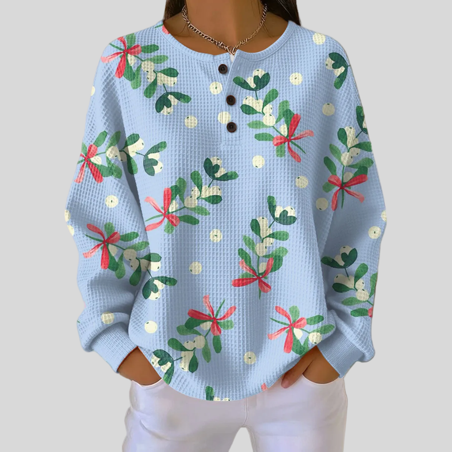 Loretta | Maglione Azzurro con Vischio