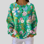 Dalia | Maglione Verde a Fiori Folk