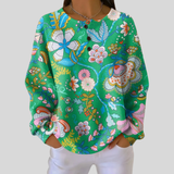 Dalia | Maglione Verde a Fiori Folk