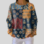 Cornelia | Maglione a Riquadri Folk Blu
