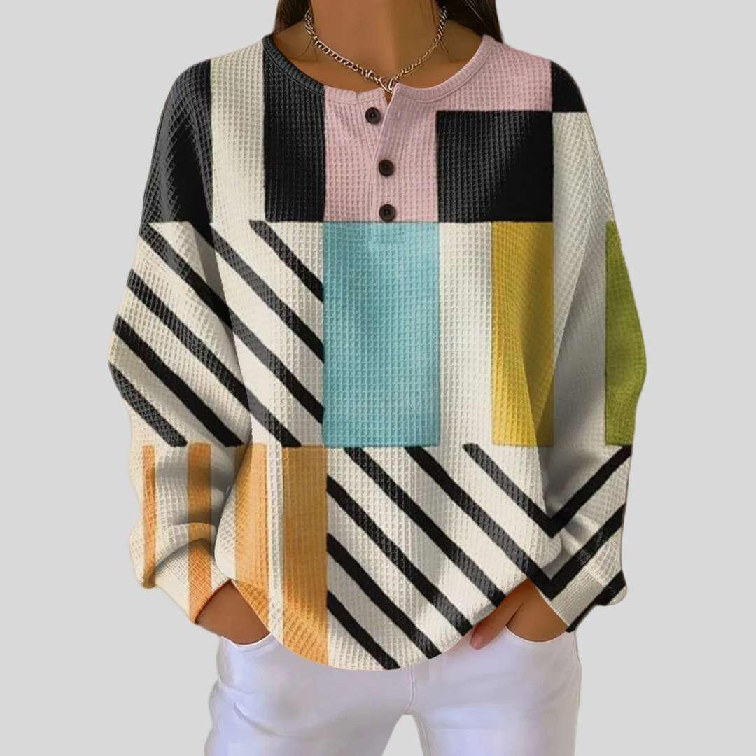 Cloe | Maglione a Blocchi di Colore e Righe Diagonali