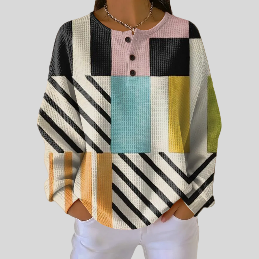 Cloe | Maglione a Blocchi di Colore e Righe Diagonali