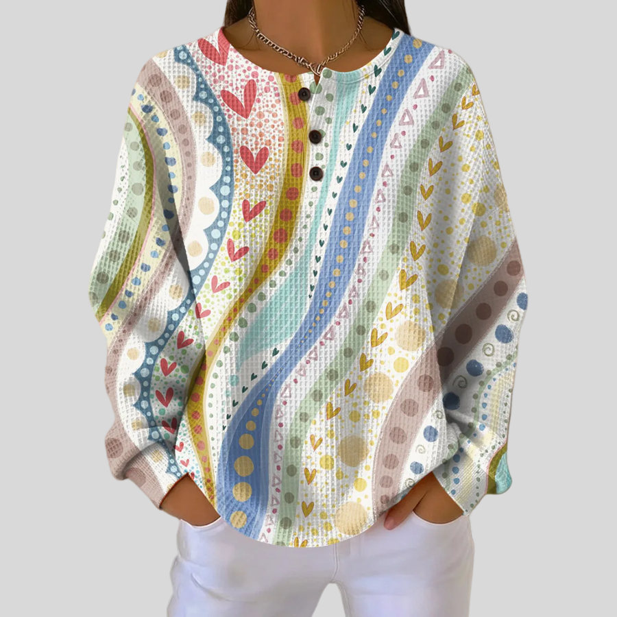 Agata | Maglione a Bande Decorative in Stile Folk