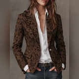 Blazer Aderente da Donna in Jacquard Paisley