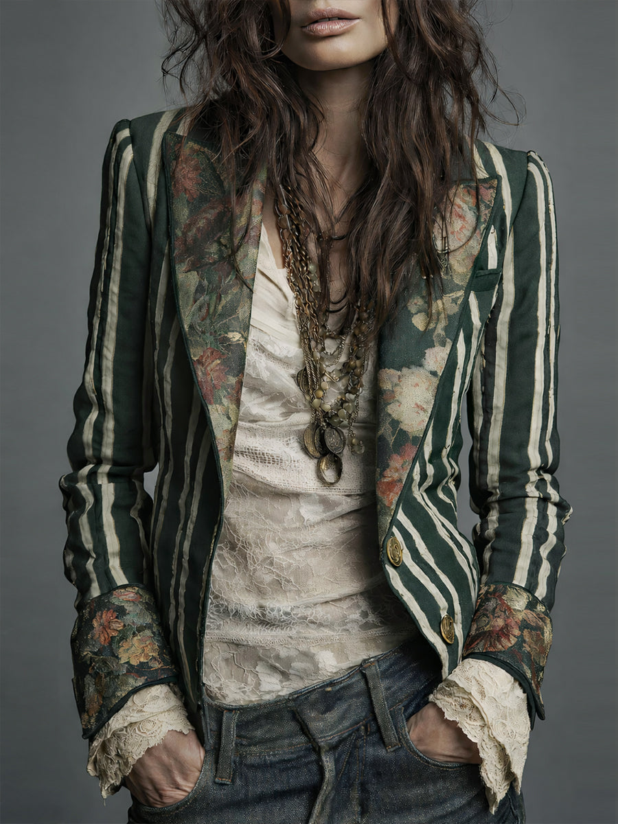 Lavinia | Blazer bohémien a righe e fiori